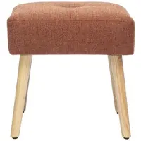 Miliboo Niedriger Hocker in Textur-Velours-Effekt gebrannte Erde und helles Massivholz H46 cm GUESTA
