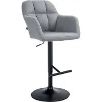 CLP Barhocker Natoma Stoff I Thekenhocker für Bar mit Gepolsterter Sitzfläche grau Material Gestell Metall matt schwarz