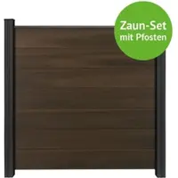 MR-Zaun Altum Komplettset mit Alu-Pfosten, Walnuss co-ex., 24,54 m