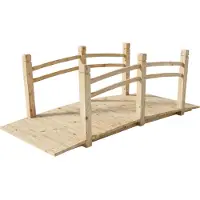 Relaxdays Garten Brücke, mit Geländer, Tannenholz, für Gartenteich, HxBxT: 55 x 150 x 67 cm, 150 kg, Holzbrücke, natur