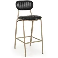 Natur24 Barhocker Addy 41 x 51 x 100 cm Stahl und Polyurethan Schwarz Hocker
