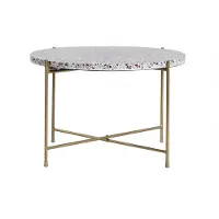 Miliboo - Beistelltisch rund Terrazzo und goldfarbenes Metall D55 cm MEZZO