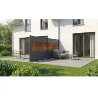 Meingartenversand.de HPL Gartentor 90 x 175 cm – Zauntor aus HPL, Deko Rost – elegante Zauntür, Torrahmen in Silber – ideal für den Sichtschutz im Garten