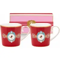 Pip studio Tasse Home Mugs Small Love Birds Medallion Red (2er Set)