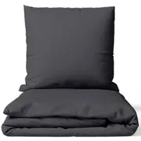 NYVI Bettwäsche Set DreamScience Mikrofaser Uni - Atmungsaktiv & Weich - Mit Reißverschluss 135x200 + 80x80 cm anthrazit