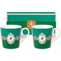 Pip studio Tasse Home Mugs Large Love Birds Medallion Emerald-Green (2er Set)