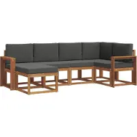 vidaXL Outdoor-Sofagarnitur 6 stk. Natur und Anthrazit
