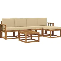 vidaXL Outdoor-Sofagarnitur 6 stk. Natur und Beige