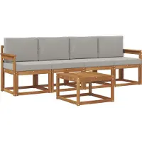 vidaXL Outdoor-Sofagarnitur 5 stk. Natürlich und Hellgrau