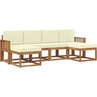 vidaXL Outdoor-Sofagarnitur 6 stk. Natur und Creme
