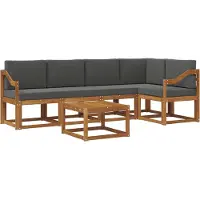 vidaXL Outdoor-Sofagarnitur 6 stk. Natur und Anthrazit
