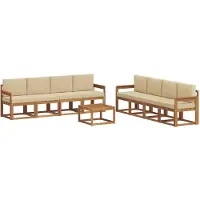 vidaXL Outdoor-Sofagarnitur mit Kissen 9 pcs Natur und Beige