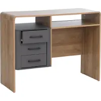 Mendler Schreibtisch MCW-P43, Bürotisch Computertisch, 3 Schubladen MDF 75x100x40cm Rivera-Eiche-Optik, dunkelgrau
