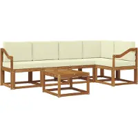 vidaXL Outdoor-Sofagarnitur 6 stk. Natur und Creme
