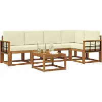 vidaXL Outdoor-Sofagarnitur 6 stk. Natur und Creme
