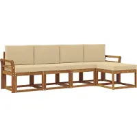 vidaXL Outdoor-Sofagarnitur 5 stk. Natur und Beige