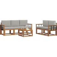 vidaXL Outdoor-Sofagarnitur 6 stk. Natürlich und Hellgrau