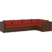 vidaXL 6-tlg. Garten-Lounge-Set mit Auflagen Poly Rattan Braun