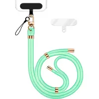 Nalia HoldMe Edition - Lanyard mit Karabiner Schwarz & 2 Pads - Universal Handykette Nylon Umhänge Band - Türkis