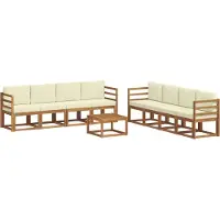 vidaXL Outdoor-Sofagarnitur 9 Stk. Natur und Creme