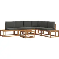vidaXL Outdoor-Sofagarnitur mit Kissen 7 Stück Natur und Anthrazit