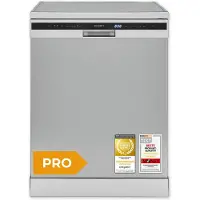 Exquisit PRO Geschirrspüler 60 cm, Unterbaufähig, EEK: C, 14 Maßgedecke, Automatische Türöffnung, Startzeitvorwahl, 11 Liter, GSP56314-030C silber
