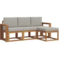 vidaXL Outdoor-Sofagarnitur 4 stk. Natürlich und Hellgrau
