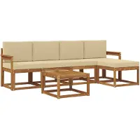 vidaXL Outdoor-Sofagarnitur 6 stk. Natur und Beige