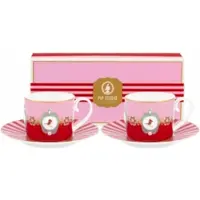 Pip studio Kaffeebecher Home Tassen & Untertassen Love Birds Medallion Red-Pink (2er Set)