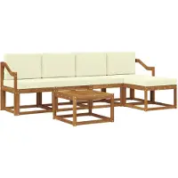 vidaXL Outdoor-Sofagarnitur 6 stk. Natur und Creme