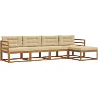 vidaXL Outdoor-Sofagarnitur mit Kissen 5 pcs Natur und Beige