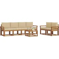 vidaXL Outdoor-Sofagarnitur 7 stk. Natur und Beige