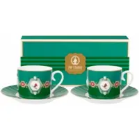Pip studio Kaffeebecher Home Tassen & Untertassen Love Birds Medallion Emerald-Green (2er Set)