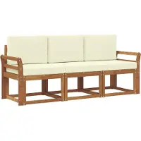 vidaXL Outdoor-Sofagarnitur 3 stk. Natur und Creme