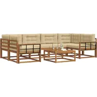 vidaXL Outdoor-Sofagarnitur mit Kissen 7 pcs Natur und Beige
