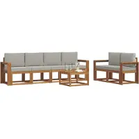 vidaXL Outdoor-Sofagarnitur mit Kissen 7 pcs Natürlich und Hellgrau