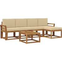 vidaXL Outdoor-Sofagarnitur 6 stk. Natur und Beige