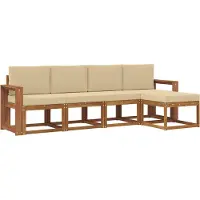 vidaXL Outdoor-Sofagarnitur 5 stk. Natur und Beige