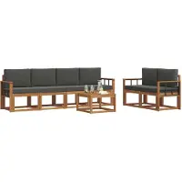 vidaXL Outdoor-Sofagarnitur 7 stk. Natur und Anthrazit
