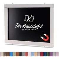 Die Kreidetafel Manufaktur Magnetische Kreidetafel - Magnettafel mit Holzrahmen / Steingrau 120x60cm