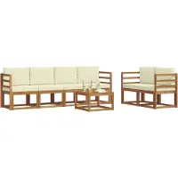 vidaXL Outdoor-Sofagarnitur 7 stk. Natur und Creme