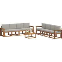 vidaXL Outdoor-Sofagarnitur 9 stk. Natürlich und Hellgrau