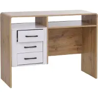 Mendler Schreibtisch MCW-P43, Bürotisch Computertisch, 3 Schubladen MDF 75x100x40cm Wotan-Eiche-Optik, weiß