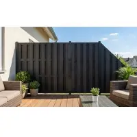 Meingartenversand.de WPC Lamellenzaun 96 x 180 auf 90 cm – WPC Zaun, Anthrazit – Sichtschutzzaun in Lamellenoptik mit Aluminium Querriegeln – Zaun für Garten
