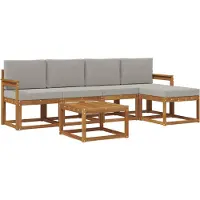 vidaXL Outdoor-Sofagarnitur 6 stk. Natürlich und Hellgrau