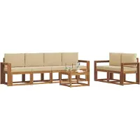 vidaXL Outdoor-Sofagarnitur 7 stk. Natur und Beige