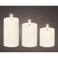 Lumineo White led wax candle ø7 cm with different heights, 3 uts
