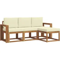 vidaXL Outdoor-Sofagarnitur 4 Stk. Natur und Creme