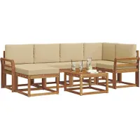 vidaXL Outdoor-Sofagarnitur 7 stk. Natur und Beige