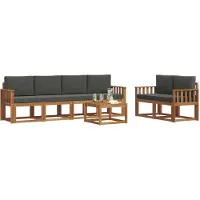 vidaXL Outdoor-Sofagarnitur 7 Stk. Natur und Anthrazit